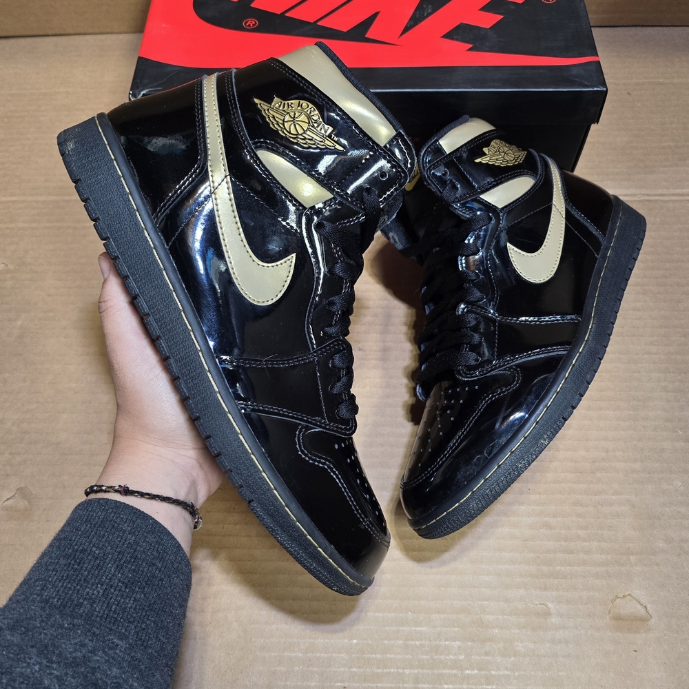 Jordan Black and Gold Athletic Shoes